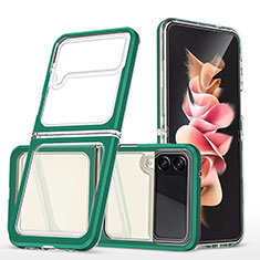 Silicone Transparent Mirror Frame Case Cover MQ1 for Samsung Galaxy Z Flip3 5G Green
