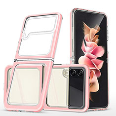 Silicone Transparent Mirror Frame Case Cover MQ1 for Samsung Galaxy Z Flip3 5G Rose Gold