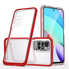 Silicone Transparent Mirror Frame Case Cover MQ1 for Xiaomi Redmi Note 11 4G (2021) Red