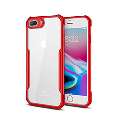 Silicone Transparent Mirror Frame Case Cover P01 for Apple iPhone 7 Plus Red