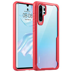 Silicone Transparent Mirror Frame Case Cover Z02 for Huawei P30 Pro New Edition Red