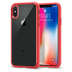 Silicone Transparent Mirror Frame Cover 360 Degrees for Apple iPhone X Red