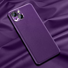 Soft Luxury Leather Snap On Case Cover A01 for Apple iPhone 15 Plus Purple