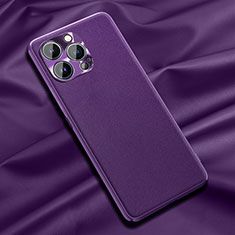 Soft Luxury Leather Snap On Case Cover A01 for Apple iPhone 15 Pro Max Purple