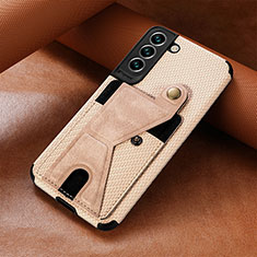 Soft Luxury Leather Snap On Case Cover A01D for Samsung Galaxy S21 5G Gold