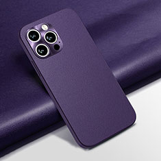 Soft Luxury Leather Snap On Case Cover A02 for Apple iPhone 13 Pro Max Purple