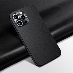 Soft Luxury Leather Snap On Case Cover A02 for Apple iPhone 15 Pro Max Black