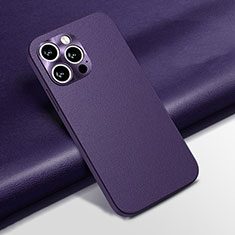 Soft Luxury Leather Snap On Case Cover A02 for Apple iPhone 15 Pro Max Purple