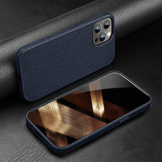 Soft Luxury Leather Snap On Case Cover A03 for Apple iPhone 15 Pro Blue