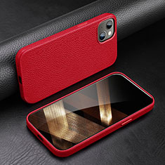 Soft Luxury Leather Snap On Case Cover A03 for Apple iPhone 15 Red