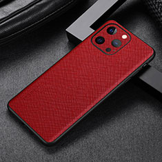 Soft Luxury Leather Snap On Case Cover A04 for Apple iPhone 14 Pro Red