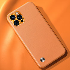 Soft Luxury Leather Snap On Case Cover A05 for Apple iPhone 15 Pro Max Orange