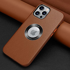 Soft Luxury Leather Snap On Case Cover A08 for Apple iPhone 13 Pro Max Brown