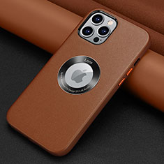 Soft Luxury Leather Snap On Case Cover A08 for Apple iPhone 15 Pro Max Brown