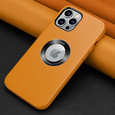 Soft Luxury Leather Snap On Case Cover A08 for Apple iPhone 16 Pro Orange