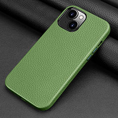 Soft Luxury Leather Snap On Case Cover A09 for Apple iPhone 15 Green