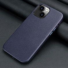 Soft Luxury Leather Snap On Case Cover A09 for Apple iPhone 15 Plus Blue