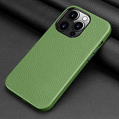 Soft Luxury Leather Snap On Case Cover A09 for Apple iPhone 15 Pro Max Green