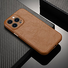 Soft Luxury Leather Snap On Case Cover A10 for Apple iPhone 13 Pro Max Brown