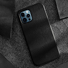 Soft Luxury Leather Snap On Case Cover A12 for Apple iPhone 15 Pro Black