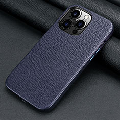 Soft Luxury Leather Snap On Case Cover A13 for Apple iPhone 14 Pro Max Blue