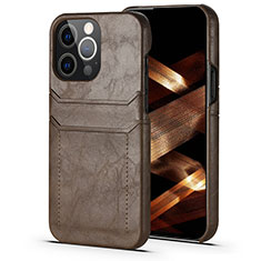 Soft Luxury Leather Snap On Case Cover A14 for Apple iPhone 14 Pro Max Brown