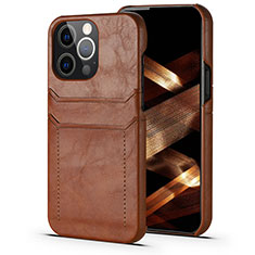 Soft Luxury Leather Snap On Case Cover A14 for Apple iPhone 14 Pro Max Light Brown