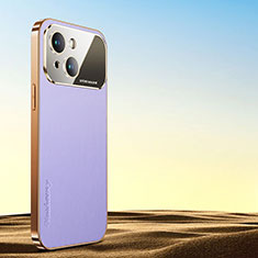 Soft Luxury Leather Snap On Case Cover AC1 for Apple iPhone 15 Purple