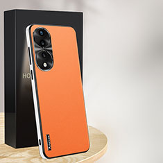 Soft Luxury Leather Snap On Case Cover AT1 for Huawei Honor 70 5G Orange