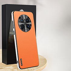 Soft Luxury Leather Snap On Case Cover AT1 for Huawei Mate 50 Pro Orange