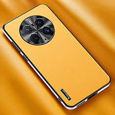 Soft Luxury Leather Snap On Case Cover AT1 for Huawei Mate 50E Yellow