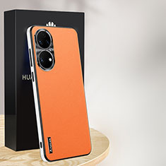 Soft Luxury Leather Snap On Case Cover AT1 for Huawei P50e Orange