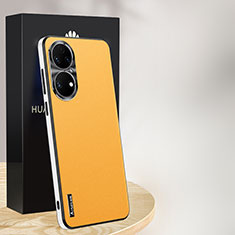 Soft Luxury Leather Snap On Case Cover AT1 for Huawei P50e Yellow