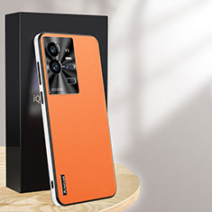 Soft Luxury Leather Snap On Case Cover AT1 for Vivo iQOO 11 Pro 5G Orange