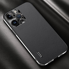 Soft Luxury Leather Snap On Case Cover AT2 for Apple iPhone 13 Pro Max Black