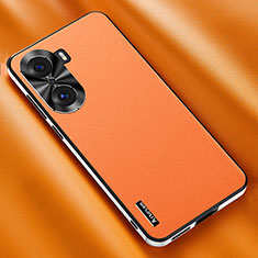 Soft Luxury Leather Snap On Case Cover AT2 for Huawei Honor 60 5G Orange