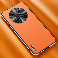 Soft Luxury Leather Snap On Case Cover AT2 for Huawei Honor Magic4 Pro 5G Orange