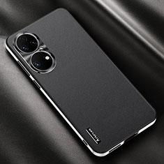 Soft Luxury Leather Snap On Case Cover AT2 for Huawei P50e Black