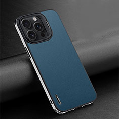 Soft Luxury Leather Snap On Case Cover AT4 for Apple iPhone 14 Pro Blue