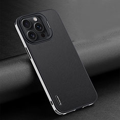 Soft Luxury Leather Snap On Case Cover AT4 for Apple iPhone 15 Pro Max Black