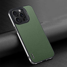 Soft Luxury Leather Snap On Case Cover AT4 for Apple iPhone 15 Pro Max Green