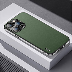 Soft Luxury Leather Snap On Case Cover AT5 for Apple iPhone 15 Pro Max Green