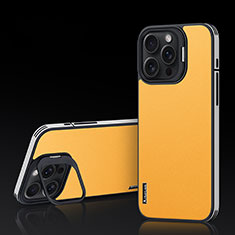 Soft Luxury Leather Snap On Case Cover AT5 for Apple iPhone 16 Pro Yellow