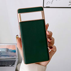 Soft Luxury Leather Snap On Case Cover B01H for Google Pixel 6 5G Green