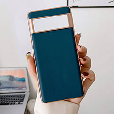 Soft Luxury Leather Snap On Case Cover B01H for Google Pixel 6a 5G Blue