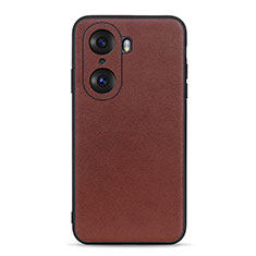 Soft Luxury Leather Snap On Case Cover B01H for Huawei Honor 60 5G Brown