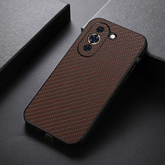 Soft Luxury Leather Snap On Case Cover B01H for Huawei Nova 10 Pro Brown