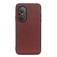 Soft Luxury Leather Snap On Case Cover B01H for Huawei Nova 9 SE Brown