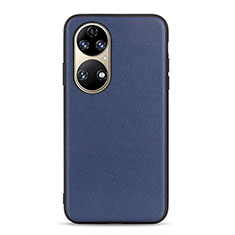 Soft Luxury Leather Snap On Case Cover B01H for Huawei P50 Blue