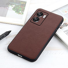 Soft Luxury Leather Snap On Case Cover B01H for OnePlus Nord N300 5G Brown